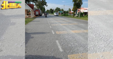 道路散满小石头 惊动消拯员 到场打扫