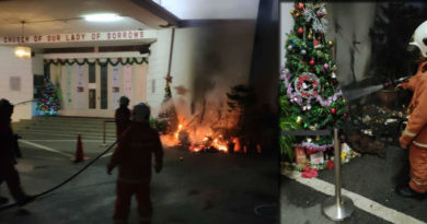 中路天主堂圣诞树失火 无人闯入 非纵火
