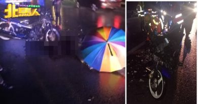 雨中撞罗厘后部  摩哆骑士当场死亡