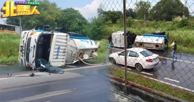 水车送水 解水荒途中 失控翻覆 司机送院治疗