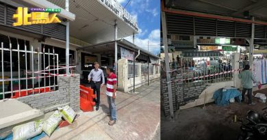 日落洞巴刹围牆遭罗厘撞毁  槟岛市政厅17小时内完成修复