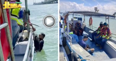 在槟城大桥坠海 青年被渔民救起