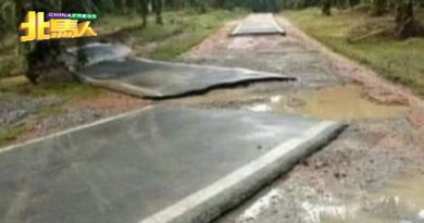 雨后柏油路断了   网民笑谑： “柏油地毯”