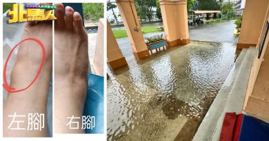 威利斯里国小雨后多处积水  女记者跌入水沟扭伤脚踝