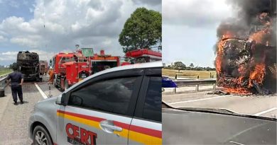 长途巴士冒烟起火 幸未造成人命伤亡