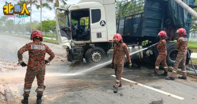 罗厘失控撞路灯柱 800公升柴油泄露