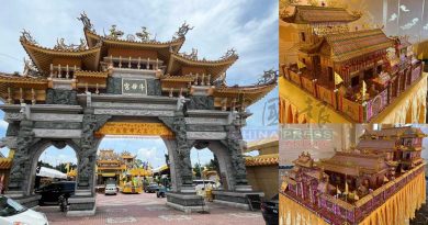 3人耗时5个月 金纸制成 超大斗母宫　