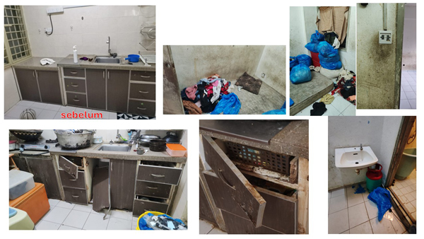 橱柜和衣橱都被恶霸租客弄坏，雪白的墙壁成为“黑墙”。（图杨雪鹃提供）